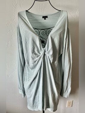 Buckle Black Dusty Blue Knot-Front Dress